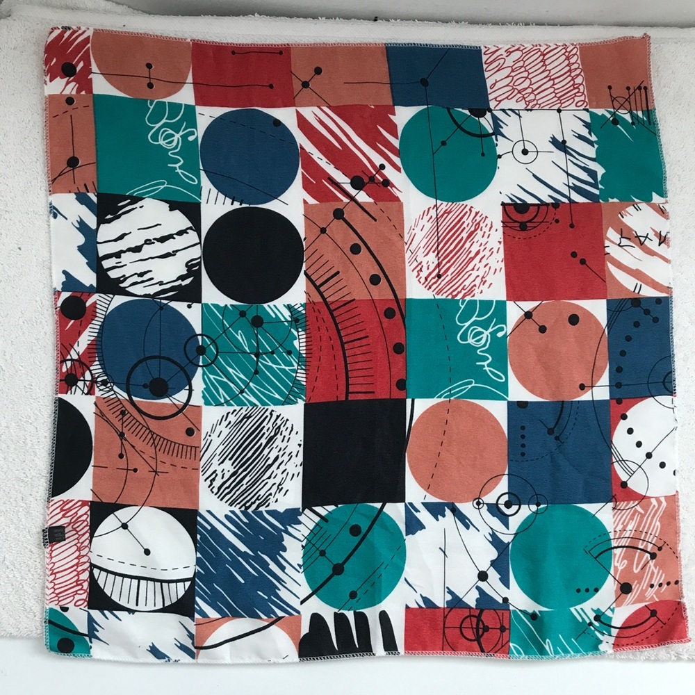 SATIN SCARF HANDKERCHIEF SOLAR SYSTEM PLANETS MILKY WAY UNIVERSE CHECK